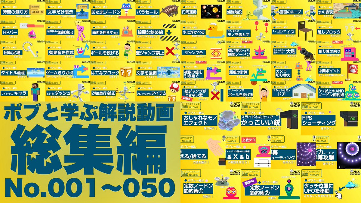 LaboTacty's tweet image. ボブと学ぶはじプロ解説動画が節目の100回を迎えたので、総集編動画を作りました

ただ100回分全てを収めると量が膨大すぎたので50回ずつに分けました

私も自分の解説動画よく見直すのでこれでちょっと便利になるかな

youtu.be/5Q3xT7oXiHE?si…

#はじめてゲームプログラミング