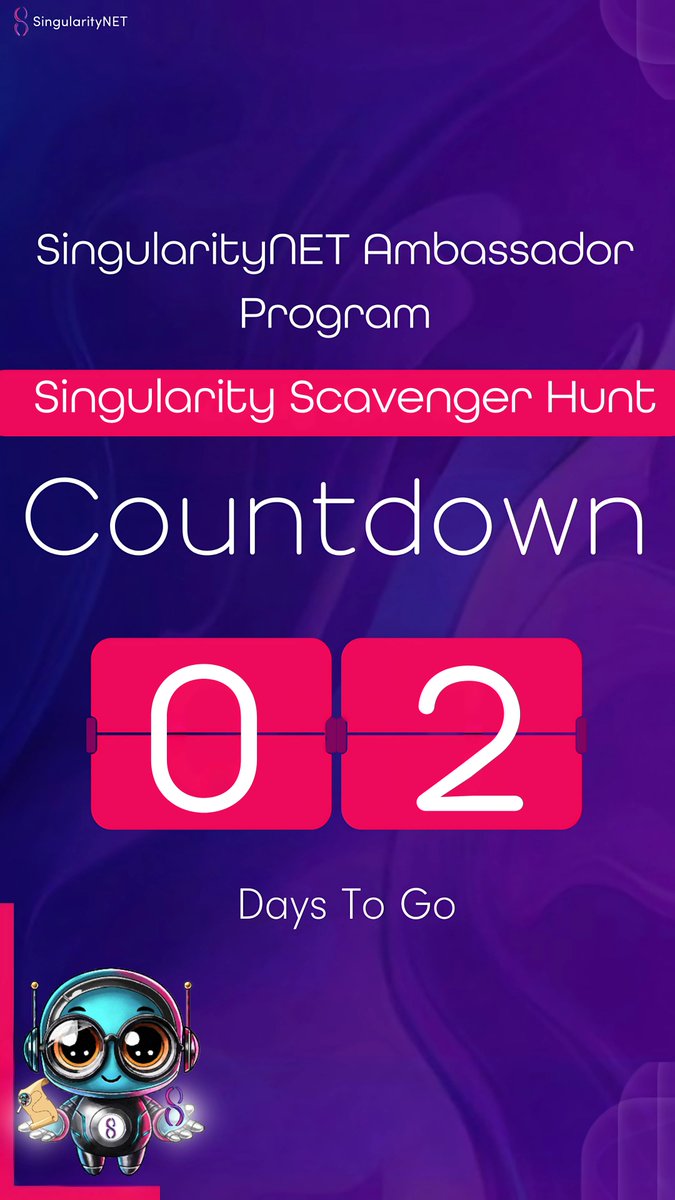 SNET_Ambassador's tweet image. Singularitarians!
Ready, set, hunt! 🔥

The Singularity Scavenger Hunt is back!🔥
4 rounds. 3 days. 625 $AGIX in rewards.

Think you’ve got what it takes to solve the puzzles?

🧠 Join the Singularity Scavenger Hunt and prove your AGI skills!

⏰ Starts Nov 5th -  7th
🕡18:30…