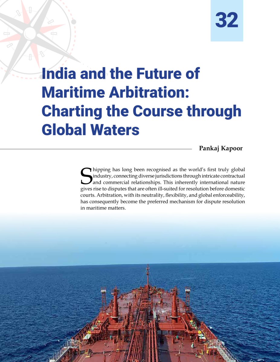 QuadraantLegal's tweet photo. Our Managing Partner Capt. Pankaj Kapoor's article "India and the Future of Maritime Arbitration: Charting the Course through Global Waters," is featured in the India Maritime Report 2025-26. https://t.co/msaD1Mcv3u