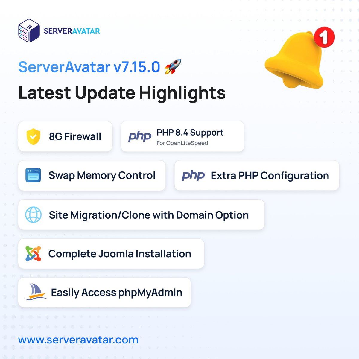 ServerAvatar's tweet image. 🔥New Release: ServerAvatar v7.15.0

💙 More power, Less effort 

#ServerAvatar #DevOps #CloudHosting