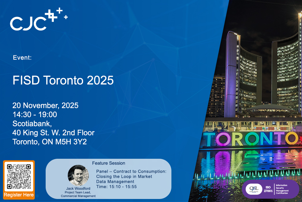 CJC_MarketData's tweet image. 🍁See you at @SIIA FISD Toronto

CJC proudly sponsors this event hosted by @scotiabank. Don’t miss the “Contract to Consumption” panel, to see how #digitalcontracts drive compliance &amp;amp; smarter #marketdata strategies.

🗓️Nov 20, 2025 (1430–1900)
🎫Register👉cjcit.com/events/fisd-to…