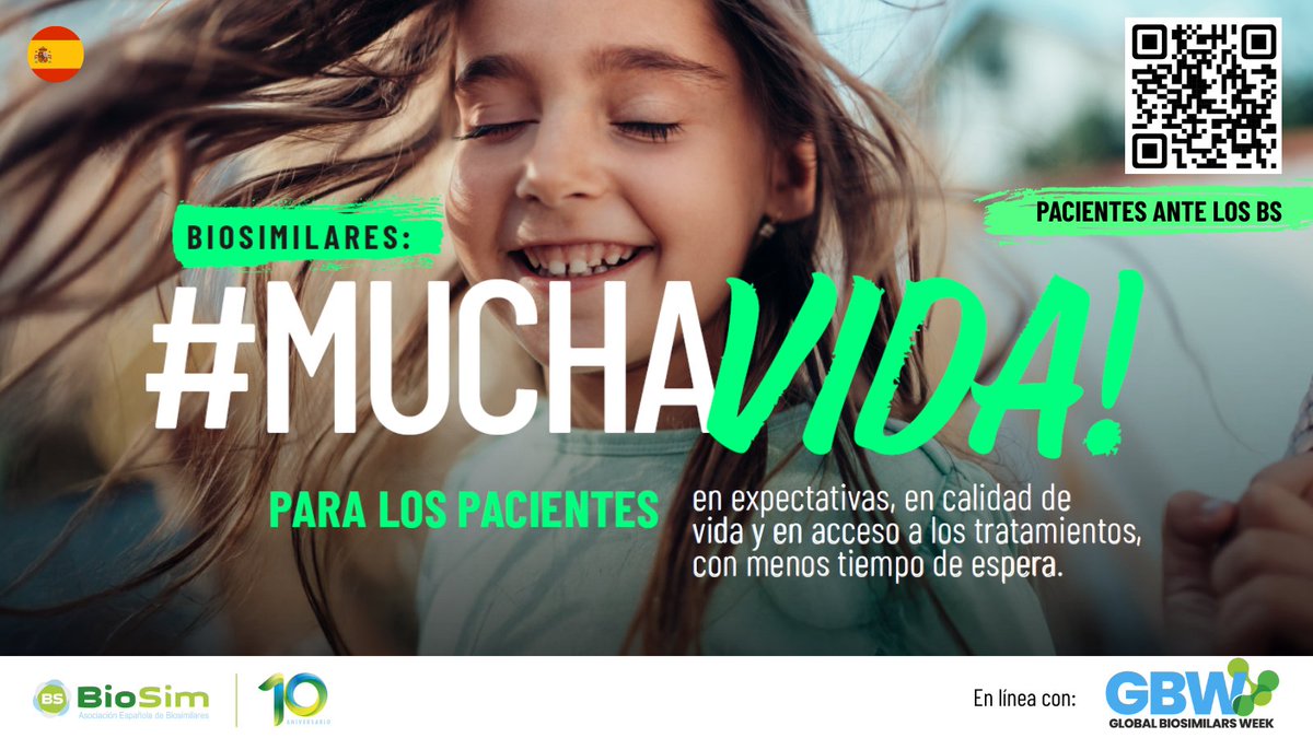 BioSim_es's tweet photo. 1️⃣ Hoy, en el primer día de la #GlobalBiosimilarsWeek, queremos poner el foco sobre los #pacientes.
🫂 Para ellos, los #biosimilares significan #MuchaVida — en expectativas, en calidad de vida y en #acceso a los tratamientos, con menos tiempo de espera.
🌱 Cada avance es una oportunidad para ofrecer más #salud, más #equidad y más futuro a las personas que lo necesitan.
🤝 En Biosim, seguimos comprometidos con este objetivo y reivindicamos la importancia de contar con su perspectiva. Te invitamos a descubrir más en nuestro documento 👉 “Los pacientes ante los biosimilares: visión y expectativas”, accesible a través del QR de la imagen y del siguiente link:
🔗 https://t.co/zQg7vVH2d9
-------------------------
1️⃣ On this first day of the #GlobalBiosimilarsWeek, we want to put the spotlight on #patients.
🫂 For them, #biosimilars mean #MuchaVida — in expectations, in quality of life, and in #access to treatments, with shorter waiting times.
🌱 Each advance is an opportunity to offer more #health, more #equity and more future to those who need it most.
🤝 At Biosim, we remain committed to this goal and emphasize the importance of including patient's perspectives. We invite you to learn more in our report 👉 “Patients and Biosimilars: Vision and Expectations”, available through the QR code in the image and at the following link:
🔗 https://t.co/zQg7vVH2d9