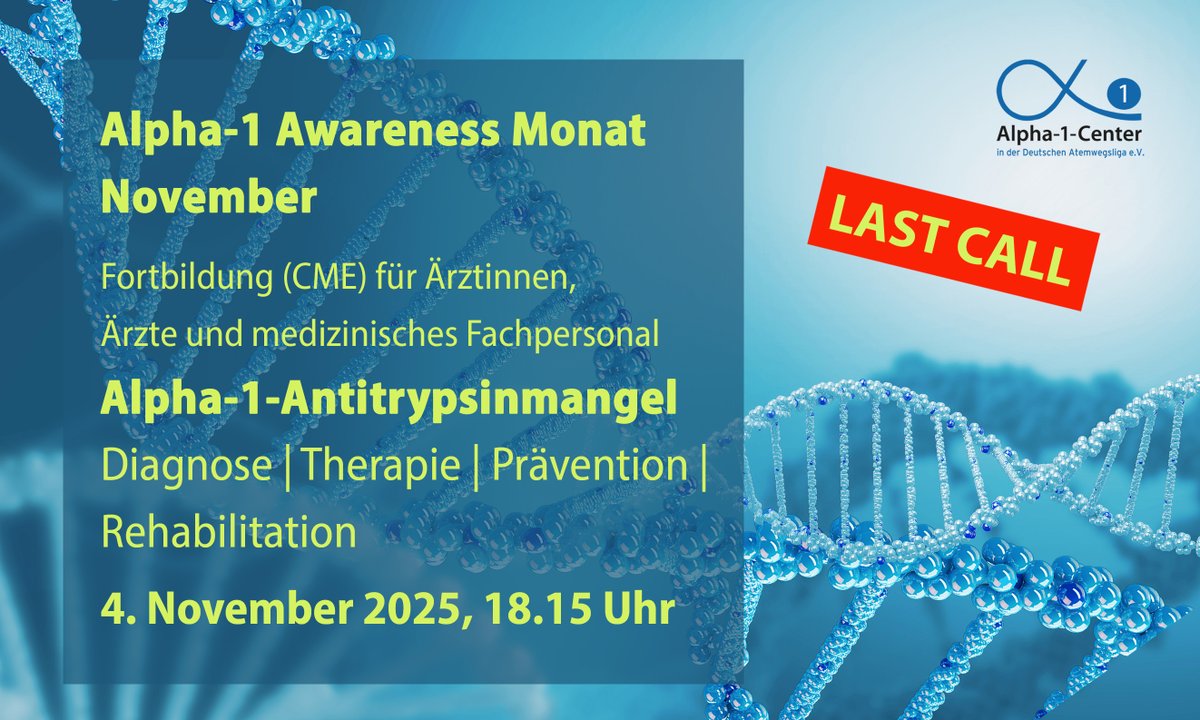Alpha-1-Antitrypsinmangel verdient mehr Beachtung!
Eine Veranstaltung der Alpha-1-Center in Deutschland. Sichern Sie sich jetzt noch Ihre Teilnahme unter t1p.de/AATM2025
#alpha1antitrypsindeficiency #AATD #alpha1awareness #Alpha1AwarenessMonth