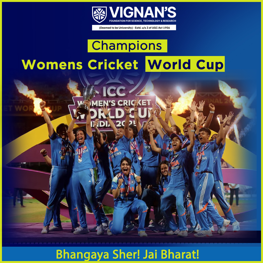 Bhangaya Sher! Jai Bharat! 🏏🔥

What a moment to remember! 🙌 Today, we celebrate not just a victory — but the spirit of Shakti, the power of women. 

You’ve rewritten history and inspired generations. ❤️

#womensworldcup #worldcup #cricketindia #vignanuniversity