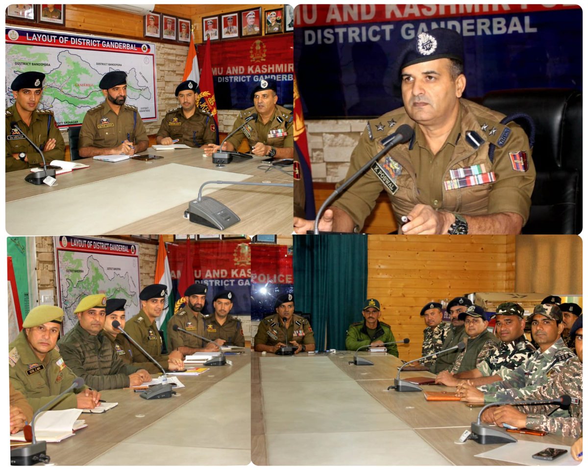 Gbl_Police's tweet photo. To review and strengthen the overall
#SecurityScenario in the district, #SSPGanderbal Shri Khalil Ahmad Poswal–JKPS chaired a #SecurityReviewMeeting at the Conference Hall, #DPOGanderbal.
@OfficeOfLGJandK
@JmuKmrPolice
@KashmirPolice https://t.co/wInt2Khqlh