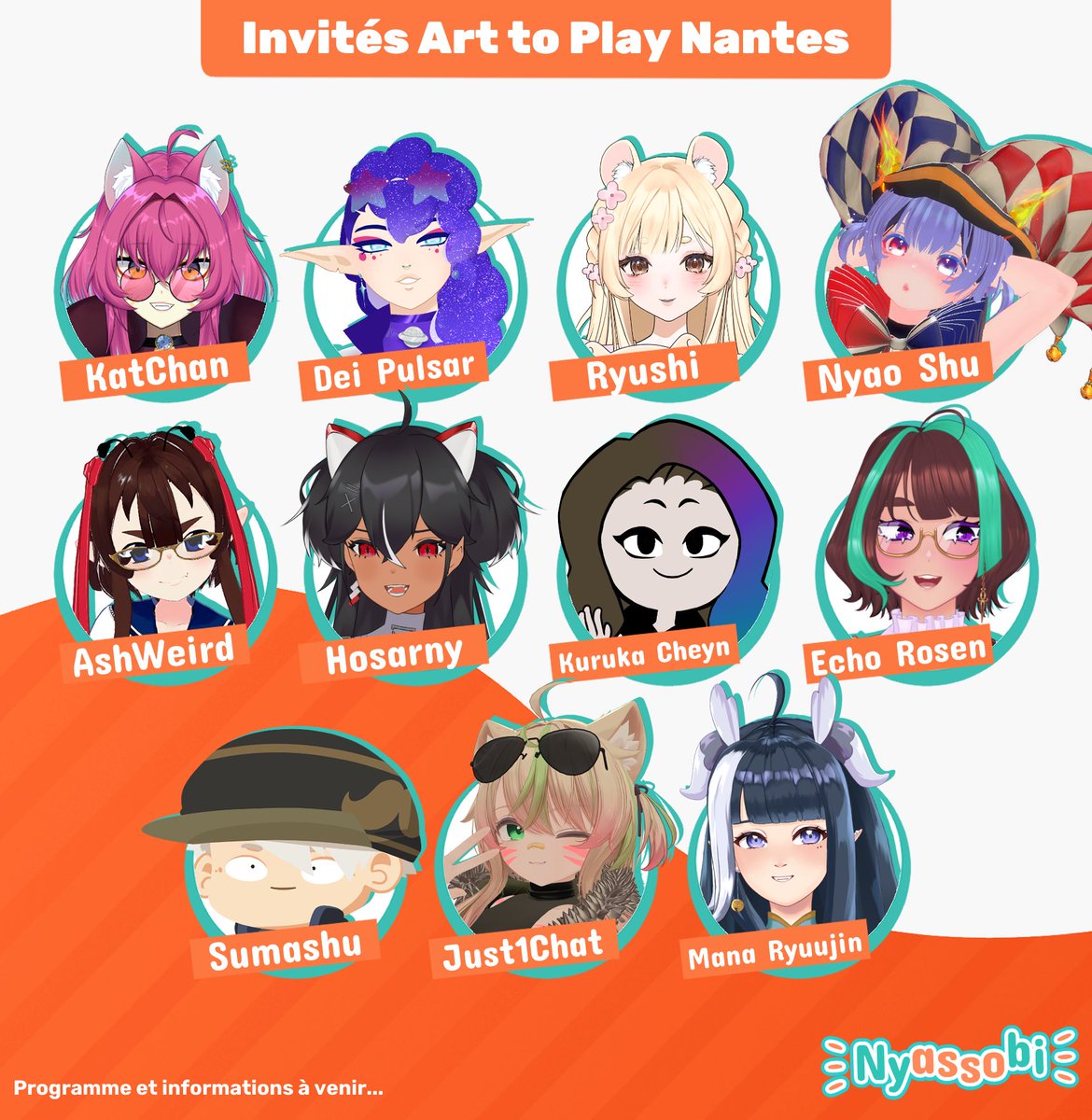 🎊 Reveal Invités Art to Play 🎊

Rendez-vous sur le stand de Nyassobi pour venir rencontrer vos vtuber favoris !

📍 Hall 2 - Stand A326

#vtuberfr #arttoplay2025 #atp #vtuber
