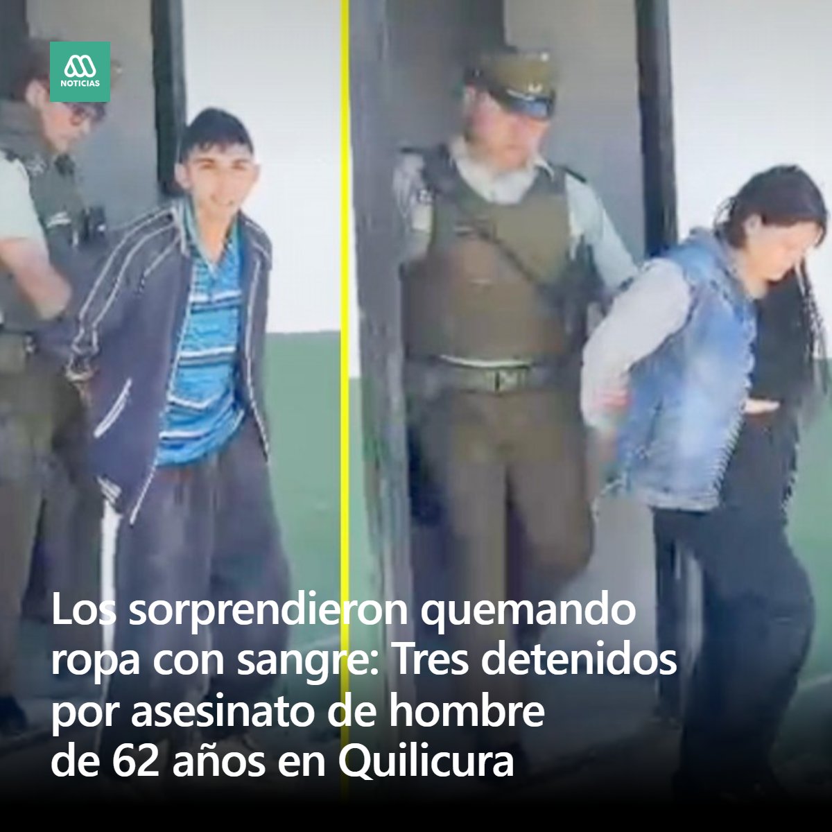 🔴 Tres personas fueron detenidas por el robo con homicidio de un hombre de 62 años, quien fue encontrado sin vida y atado de pies y manos el sábado en el patio de su casa, en la comuna de Quilicura ➡️ mrf.lu/1NlG