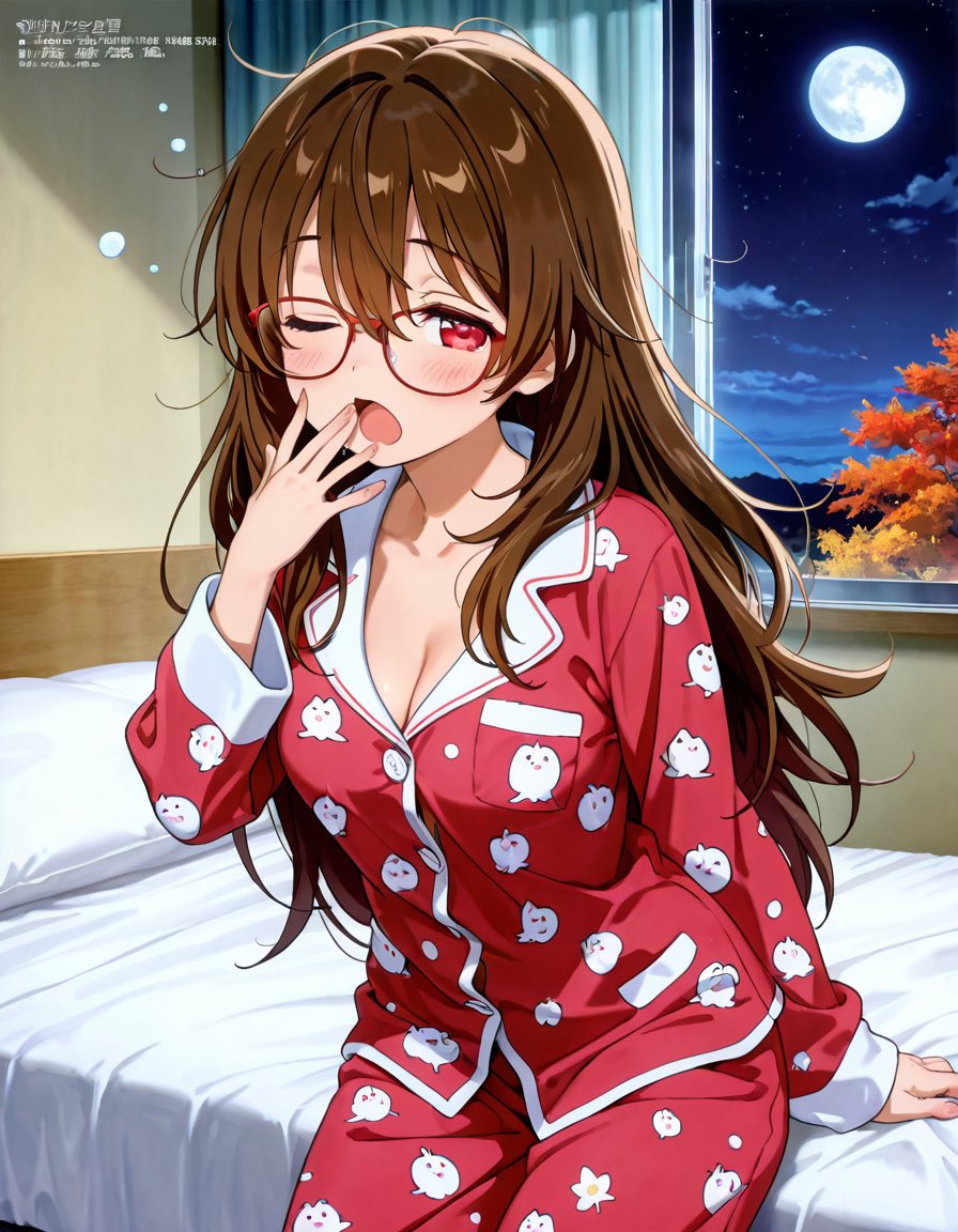 こんばんわ❣️月曜日おつかれ様でした😆
雨の降ってない時間にウォーキングへ💨
これからは冬になると出来なくなるなぁ😓
軽い運動頑張りたいと思ってるけど💦
夜はゆっくりしましょう😌
おやすみなさい😴

のぞみ
『おつかれ様でした❣️』
『早く寝ましょう🥱』
#AIart 
#AIイラスト