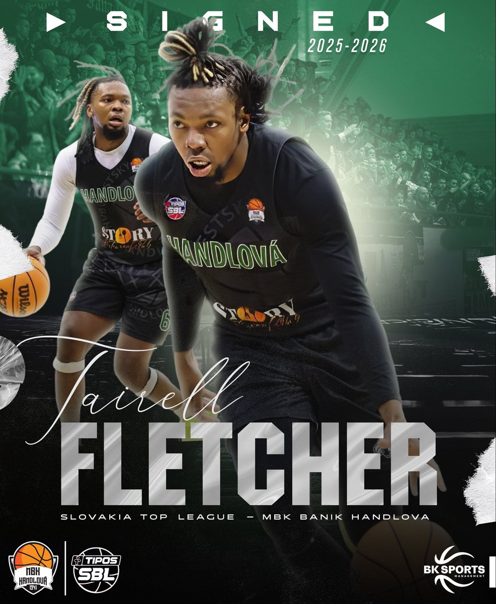 🤝 We are pleased to announce that our client Tairell Fletcher signed a deal with 🇸🇰 Slovakia SBL team MBK Banik Handlova until the end of 2025/26 season!