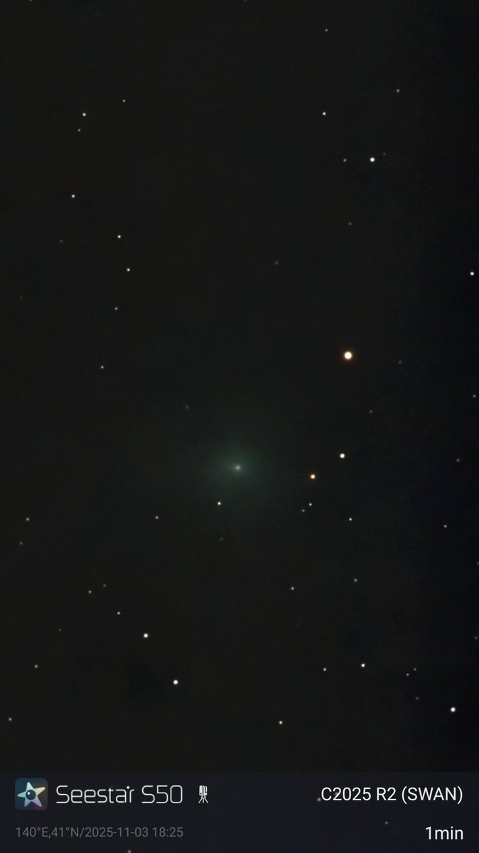 takku2's tweet image. 今日のレモン彗星とスワン彗星
#レモン彗星 #スワン彗星 #c2025a6lemmon #c2025r2swan #乙部町 #北海道 #otobe #seestar #はこだて天文宇宙クラブ