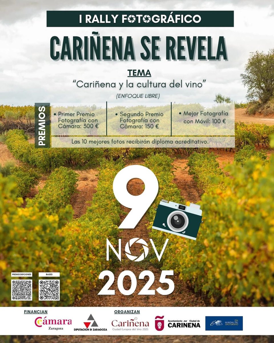 Cariñena se revela 📸🍇. El I rally fotográfico premiará las mejores imágenes sobre la cultura del vino 🍷 ❤️. 

elvinodelaspiedras.es/comunicacion/n…
