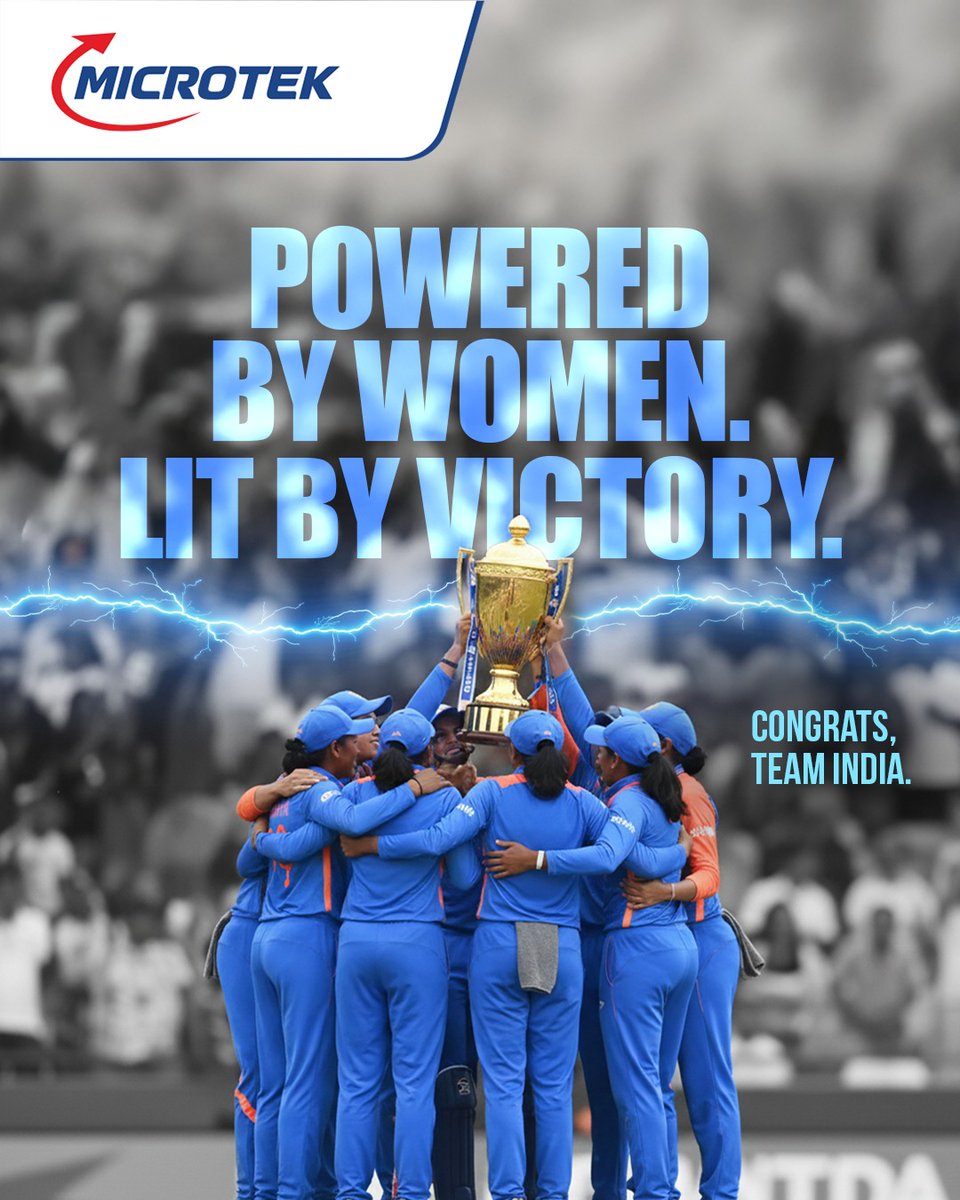 MicrotekOfcl's tweet image. Here’s to the women who powered through and lit up the world stage.

#Microtek #RahoOnFullOn #ICCWomensWorldCup2025