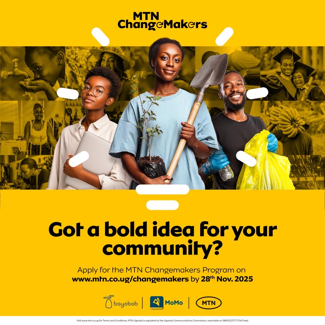 Calling all Ugandan Changemakers!☀️
Got a bold idea that’s changing lives in your community? MTN Uganda is investing UGX 500 million to support 25 new projects in education, health, water &amp; environment plus economic empowerment 💪

This is YOUR moment to shine 🌟

📲 Apply now