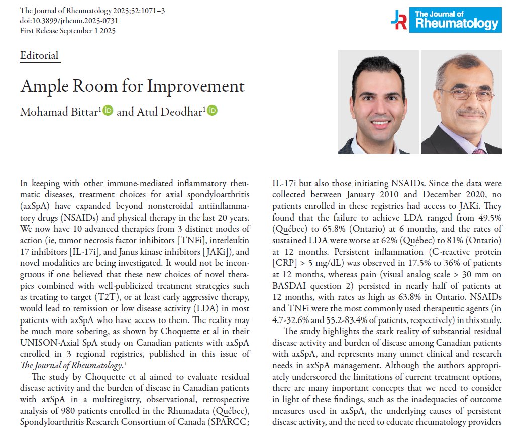 Editorial

Ample Room for Improvement

📖 doi.org/10.3899/jrheum…
<a href="/MohamadBittarMD/">Mohamad Bittar</a> <a href="/OHSUNews/">OHSU News</a> 

#AxialSpondyloarthritis #axSpA #DiseaseActivity