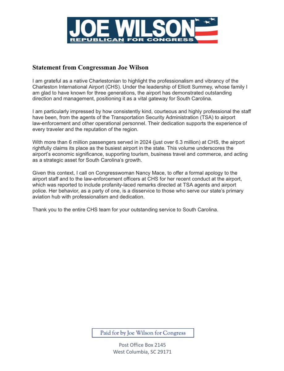 Joe Wilson for Congress tweet media