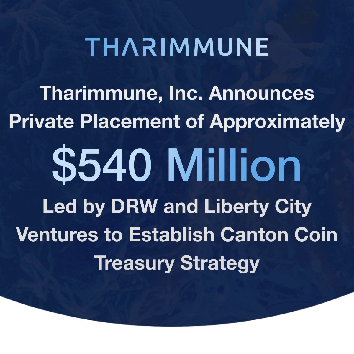 TharimmuneInc's tweet image. Tharimmune announces a next-generation digital asset treasury. Approximately $540 million private placement led by DRW and Liberty City Ventures, with participation from Ark Invest, Broadridge Financial Solutions, Kraken, Nima Capital, Polychain Capital, SBI Middlefield,…