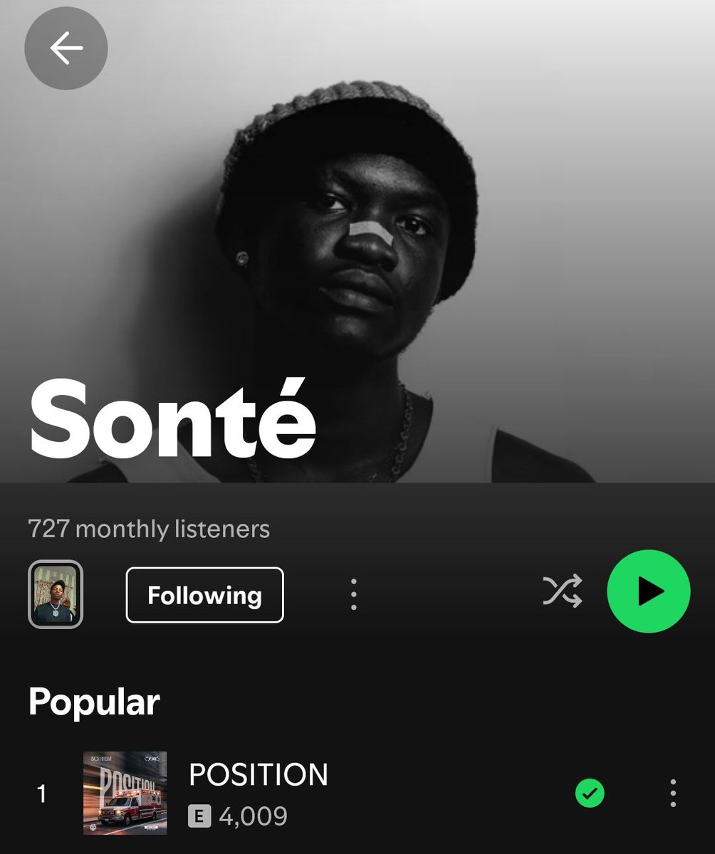 Cause emergency 🚨 Sonté's(<a href="/KaaieJ/">Sonté</a> ) POSITION crossed 4k streams on spotify!

too.fm/position