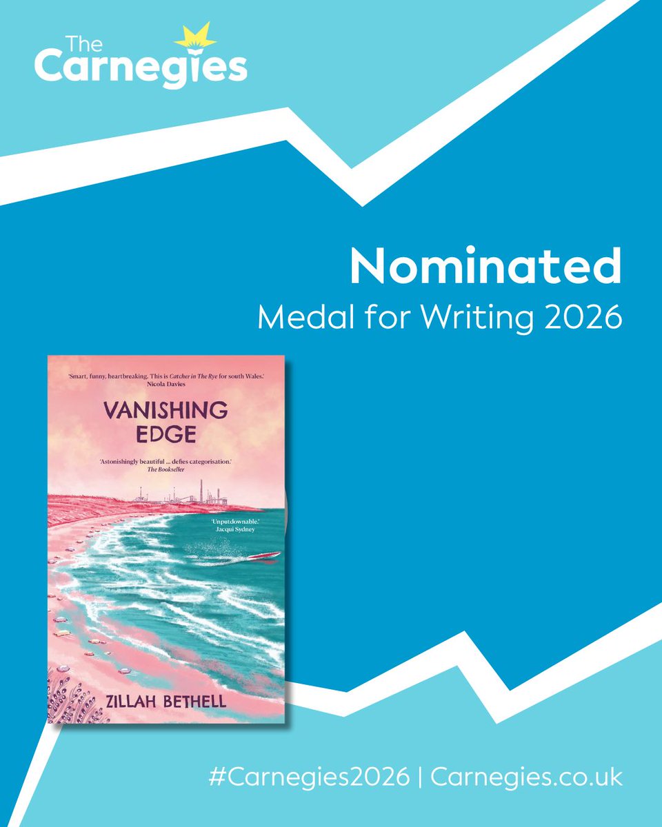 FireflyPress's tweet image. Absolutely THRILLED to have three of our titles nominated for the 2026 Carnegie Medal for Writing!

✨ Feather by Manon Steffan Ros
✨ Live by Luke Palmer
✨ Vanishing Edge by Zillah Bethell

Available from all good bookshops #carnegies2026
@bouncemarketing @Books_Wales