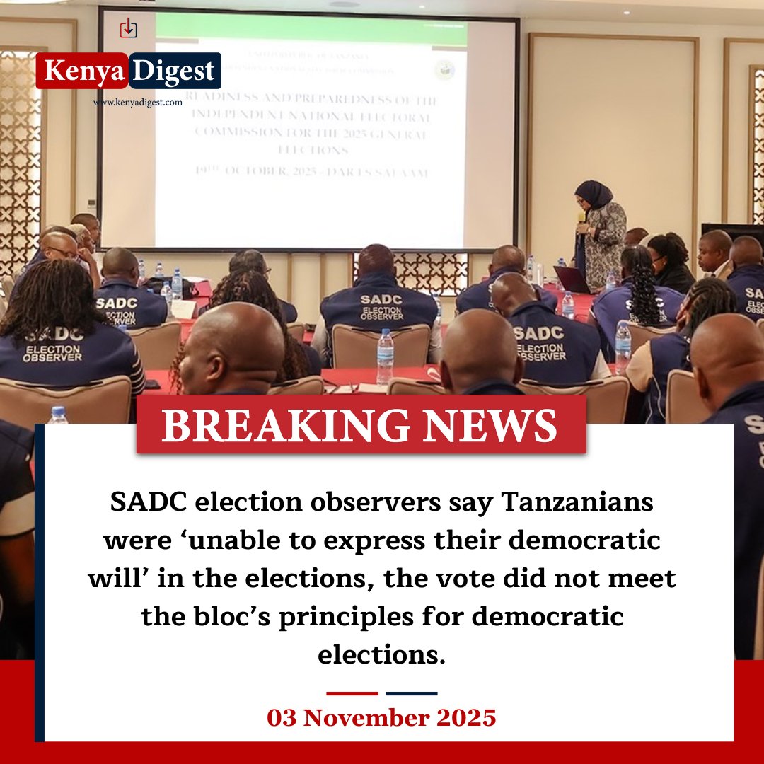 SADC declares Tanzania elections neither free nor fair.