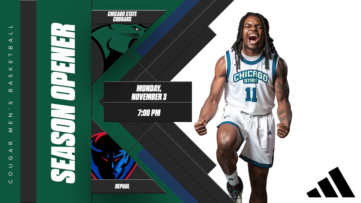 Game Day Alert! Cougar Men's Basketball is ready to take on DePaul in the 2025-26 season opener! 

📅 Monday, Nov 3 
📍 Wintrust Arena | Chicago, IL  
🕖 7:00 PM (CT)

Join us for an epic start to the season! 🔥 #GoCougars