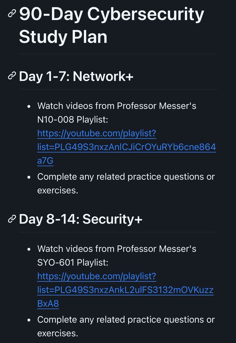 ودك تبدأ بالأمن السيبراني بس ما تدري من وين تبدأ؟ 🤔💡

جبت لك خطة جاهزة للتعلم خلال 90 يوم 😍!
مقسمة حسب الأيام ومدة كل كورس، فرصة عظييييمة للي يبي يلتزم 🚀:

🔗: github.com/farhanashrafde…