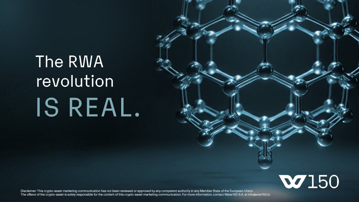 water_150's tweet photo. While speculation fades, real assets quietly reshape the blockchain 🌐

From $0 to billions in verified value - the RWA era is no longer future talk. 
Water150 joins that movement, bridging nature, compliance, and digital trust - drop by drop. 

Web3’s future isn’t hype. It’s real - Join Water150!