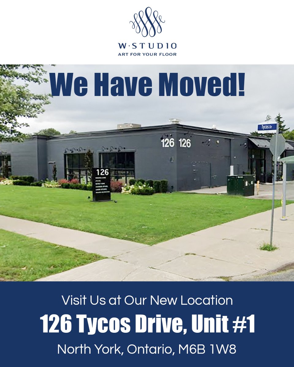 We’ve moved! 🎉 W Studio is now in a bigger, brighter 10,000 sq. ft. space at 126 Tycos Drive Unit 1, North York. Excited to be back with our old friends from Designers Walk and to welcome you to our new home for inspired carpet design. #WStudio #DesignCommunity #Artforyourfloor