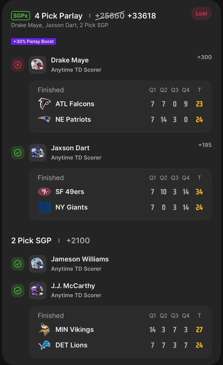 ElginWaffles's tweet photo. @DKSportsbook @FanaticsBook some of the worst bad beats of my betting career happened in the same day lol https://t.co/seAKhryVuK