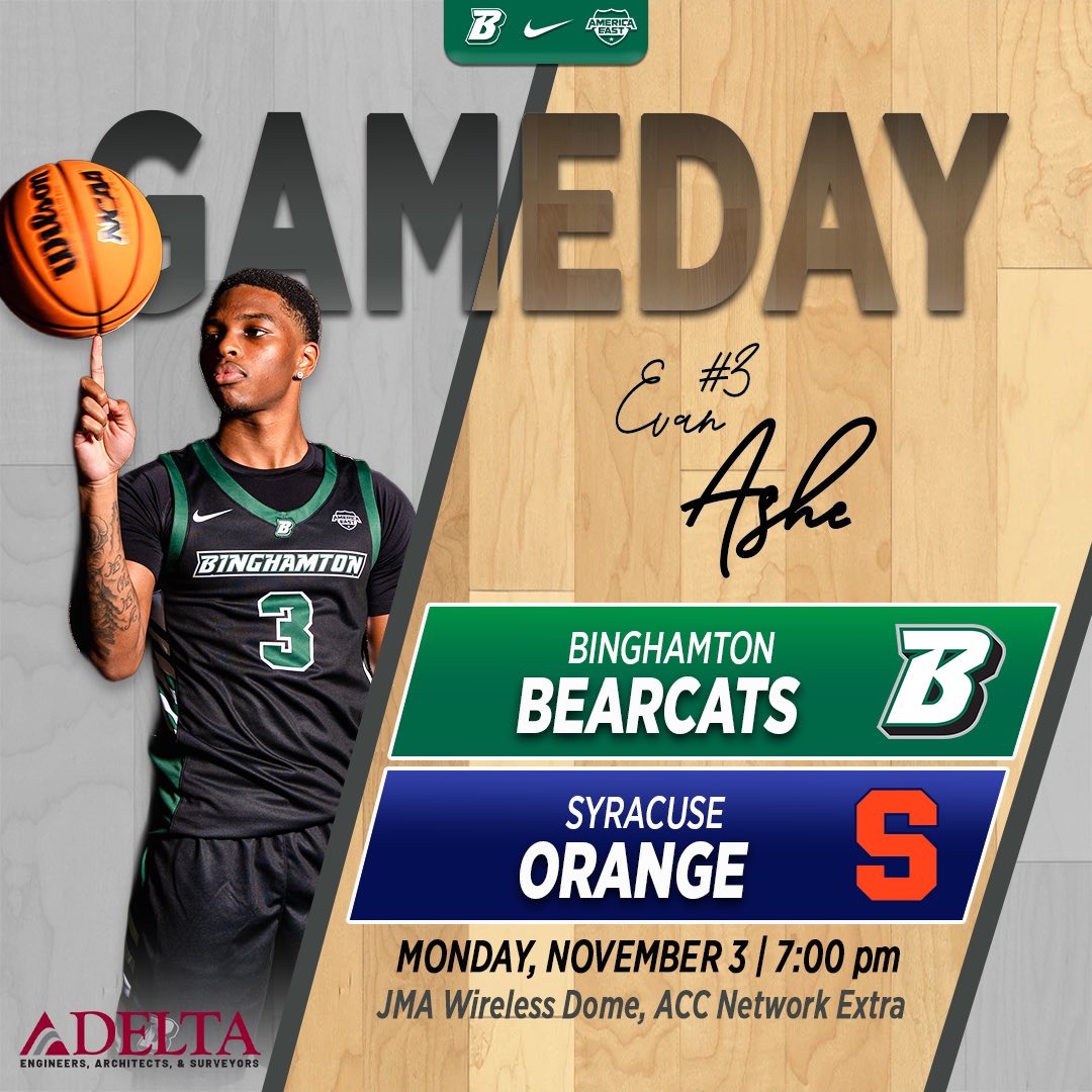 “𝐀𝐧𝐝…. 𝐇𝐞𝐫𝐞. 𝐖𝐞. 𝐆𝐨.”

🆚 Syracuse University
📍 Syracuse, NY
🏟️ JMA Wireless Dome
⏰ 7:00 ET
🎟️ shorturl.at/UEk3W
📺 ACC Network Extra
📻 WNBF (1290 AM &amp; 92.1 FM)
📊 binghamtonbearcats.com

#ONEBinghamton