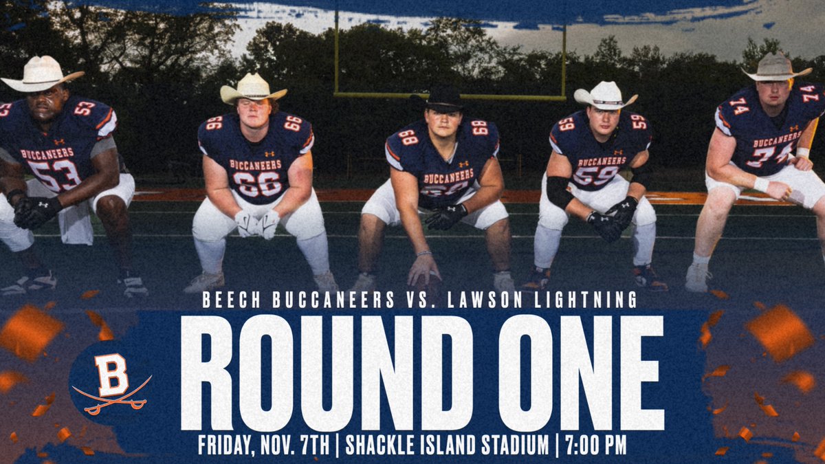 🏈ROUND ONE🏈
🆚 - Lawson Lightning
🏟️ - Shackle Island Stadium
🗓️ - Friday, Nov. 7th
⏰ - 7:00 PM
🎟️ - gofan.co/event/5248806?…

#DrawYourSwords⚔️