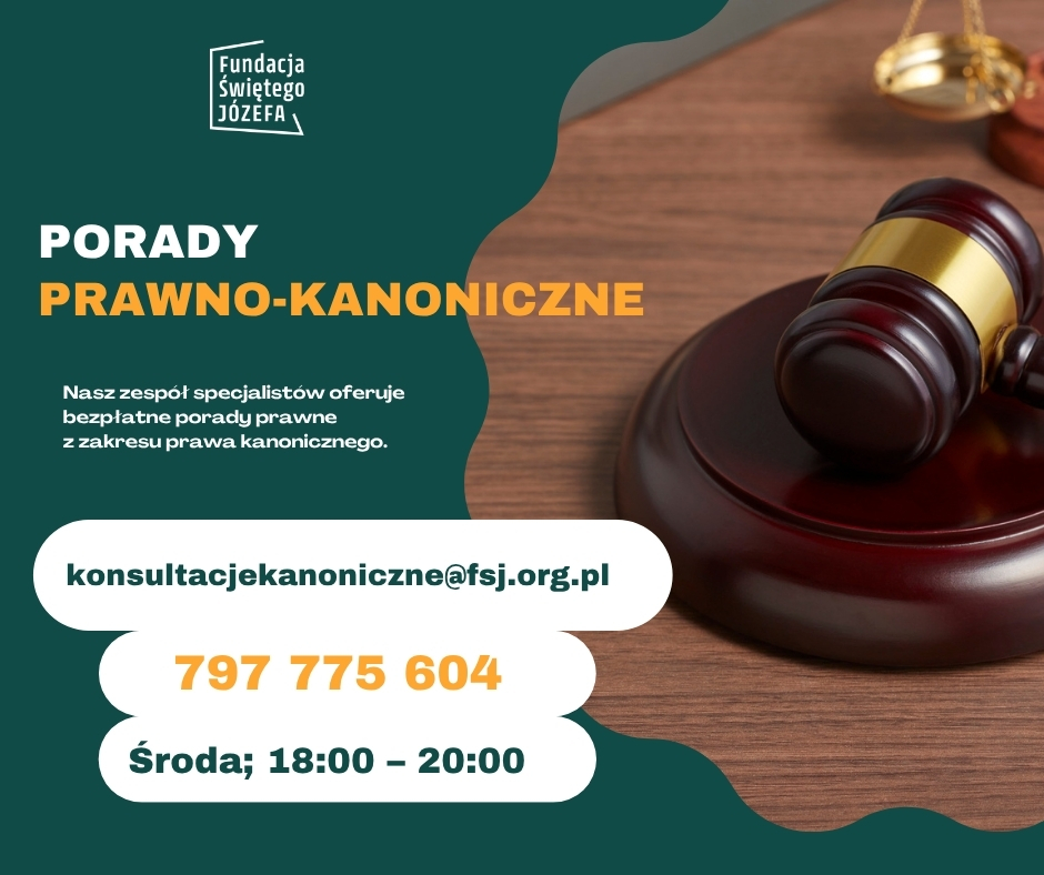 Bezpłatne poradny prawno-kanoniczne dla osób, które doświadczyły w Kościele przemocy sek**ualnej.

📧 Napisz na adres konsultacjekanoniczne@fsj.org.pl
lub
🤳 Zadzwoń pod numer 797 775 604; środa i czwartek, 18:00–20:00
