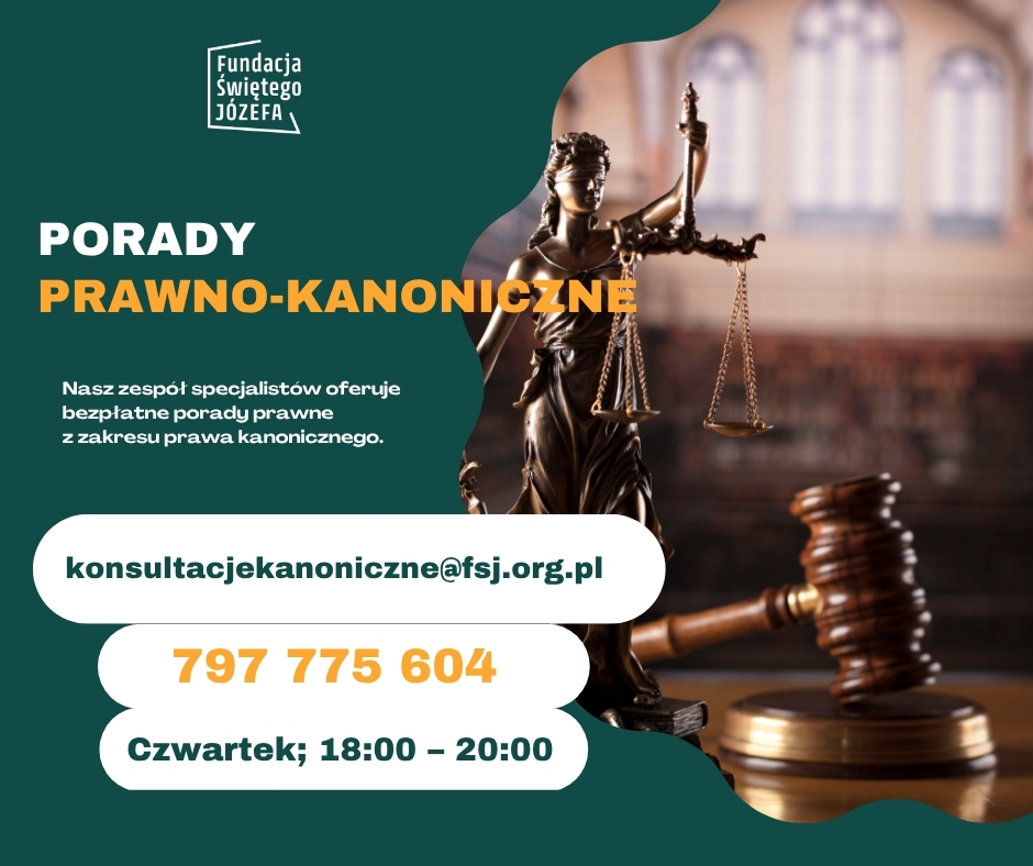 Bezpłatne poradny prawno-kanoniczne dla osób, które doświadczyły w Kościele przemocy sek**ualnej.

📧 Napisz na adres konsultacjekanoniczne@fsj.org.pl
lub
🤳 Zadzwoń pod numer 797 775 604; środa i czwartek, 18:00–20:00