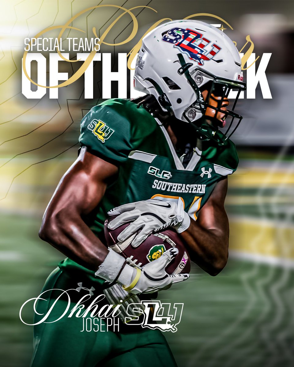 BLINK AND YOU'LL MISS HIM 💨

Wide receiver and return specialist Dkhai Joseph of <a href="/LionUpFootball/">Southeastern Football</a> has been named the Southland Football Special Teams Player of the Week!    

📰 southland.online/fbpotwwk10