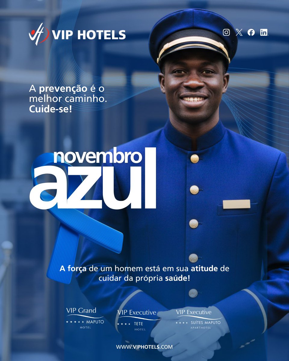 HotelVIPMoz's tweet photo. No Grupo VIP Moçambique, acreditamos que o cuidado com a saúde é um gesto de força e responsabilidade. 

Por isso, reforçamos a importância da prevenção, do diálogo e dos exames regulares.

#NovembroAzul #GrupoVIPMoçambique #SaúdeMasculina #PrevençãoÉACura #BemEstar https://t.co/Wu2F1IT397