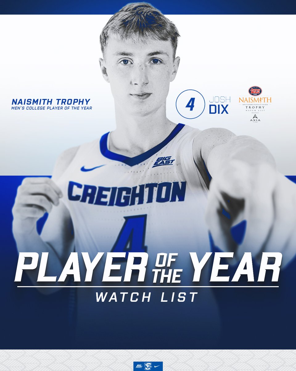 In good company. 

Josh Dix is on the Naismith Trophy Men's College Player of the Year Watch List. 

📰: gocreighton.com/news/2025/11/3…

#GoJays