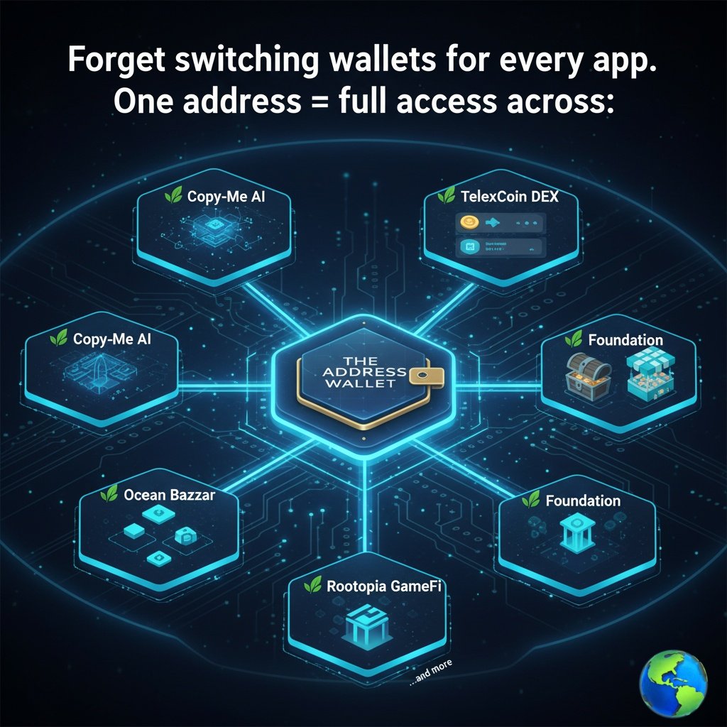 muhammad2k03's tweet photo. Tired of wallet switching? We built a better way. ✅ THE ADDRESS WALLET by @Deeproots_earth means ONE address, full access to Copy-Me AI, TelexCoin DEX, Ocean Bazaar, Foundation, Rootopia GameFi, and much more. Your all-in-one Web3 passport! #TheAddressWallet #Blockchain #Crypto https://t.co/HFZmCOuaMh