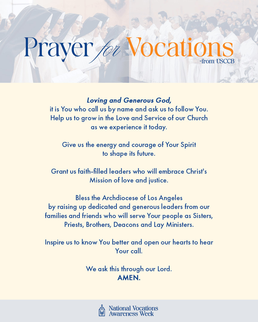 Join us in praying for vocations! We pray for the 👂courage to listen for God’s call and ❤️ hearts that are open to following it!