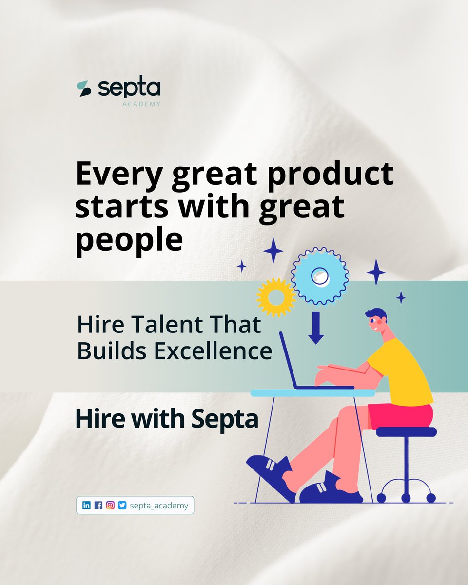 septa_academy's tweet image. Every great product starts with great people, and at Septa, we help you find them. 

We connect you with tech talents who don’t just code, they create impact. 

Because excellence begins with the right team. 
#Septa #TechTalent #BuildWithSepta #TeamExcellence #HiringRight #