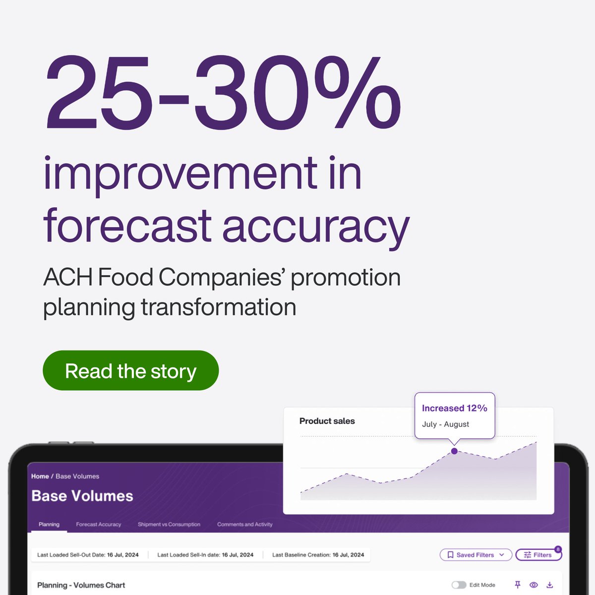 TELUS_AGCG's tweet photo. 📈 ACH Food Companies achieved a 25 to 30% boost in forecast accuracy. Here's how they did it with TELUS Trade Promotion Management: https://t.co/mVB6RemqIf
 
#TPM #ConsumerGoods https://t.co/RuxvpQKOxx