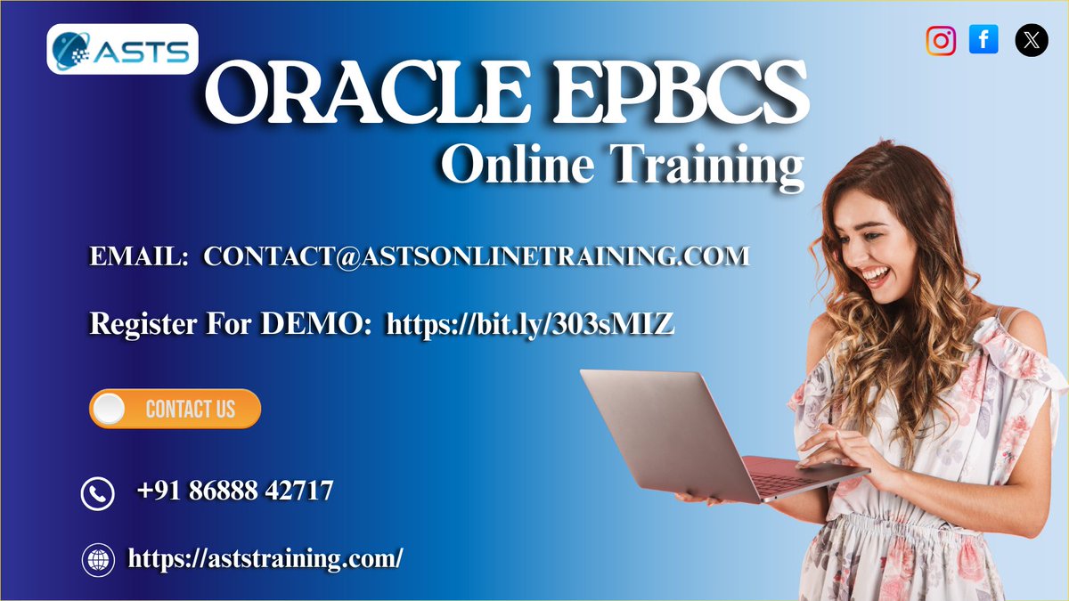 AstsTraining's tweet image. 𝐑𝐞𝐠𝐢𝐬𝐭𝐞𝐫 𝐟𝐨𝐫 𝐃𝐞𝐦𝐨 𝐨𝐧 𝐎𝐑𝐀𝐂𝐋𝐄 𝐄𝐏𝐁𝐂𝐒: bit.ly/303sMIZ
𝐊𝐧𝐨𝐰 𝐌𝐨𝐫𝐞: aststraining.com/courses/epbcs-…
#EPBCSOracle #EPBCSCertification #EPBCSOnlineTraining #OracleEPBCSTraining #PBCSandEPBCSTraining #EPBCSTraining #AstsTraining #DemoonEPBCS #india #usa