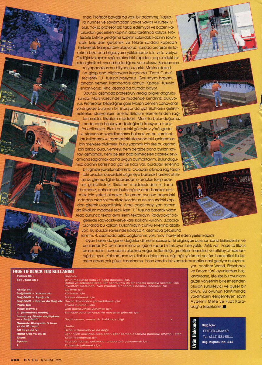 gokhansonmez's tweet image. BYTE Kasım 1995 / Fade to Black oyunu tanıtımı.
#pcgaming #retroyun #fadetoblack @commodoregentr