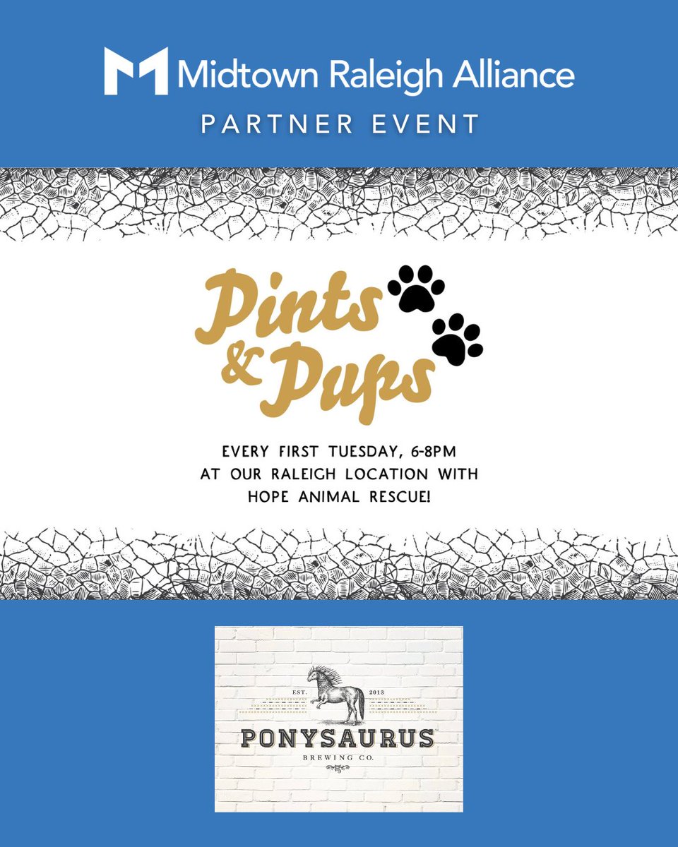 Love cute dogs? Love beer? Get the best of both worlds at Pints &amp; Pups, happening every first Tuesday of the month at Ponysaurus in Raleigh Iron Works! Join Hope Animal Rescue to meet adorable puppies and foster dogs looking for their forever homes. 🐶 ponysaurusbrewing.com/?utm_source=Mi…