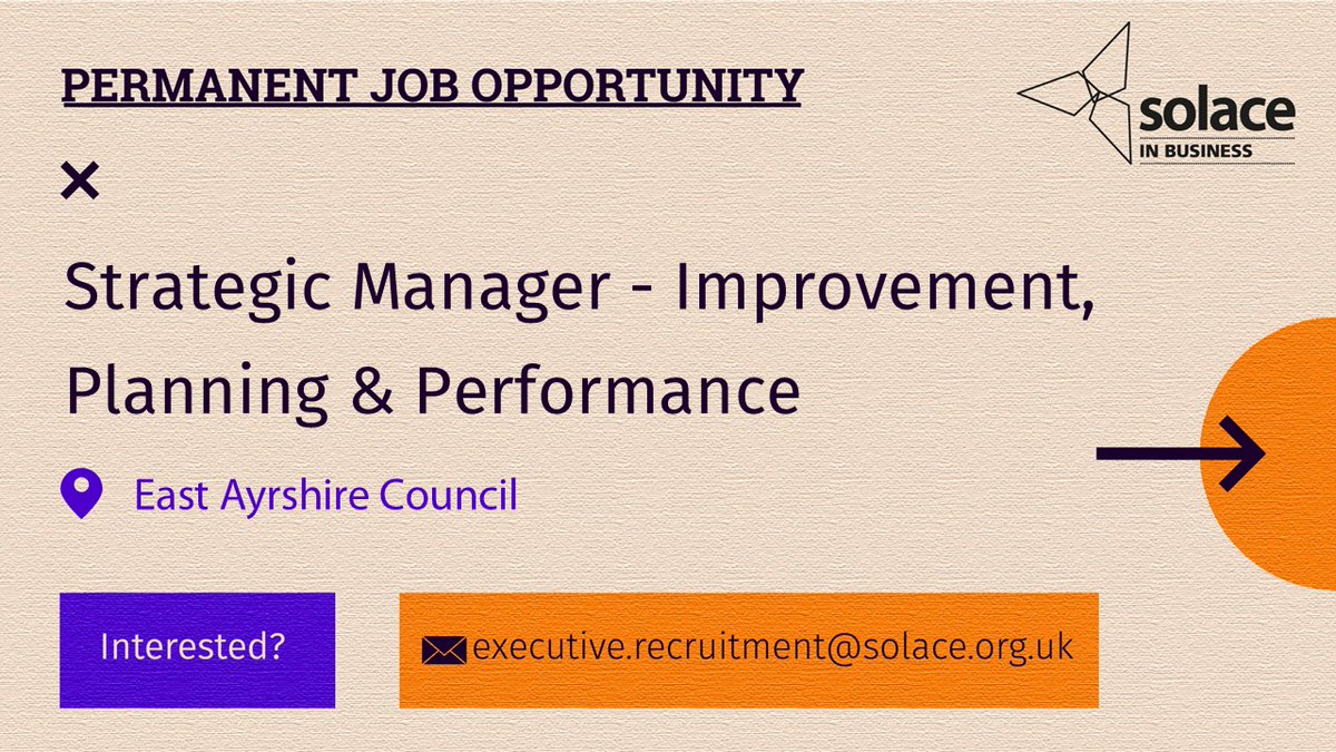 East Ayrshire Council are seeking a visionary leader to join their team as Strategic Manager – Improvement, Planning &amp; Performance.

This pivotal role will play a key part in corporate leadership, strategic management, and the continuous improvement of Council services within the