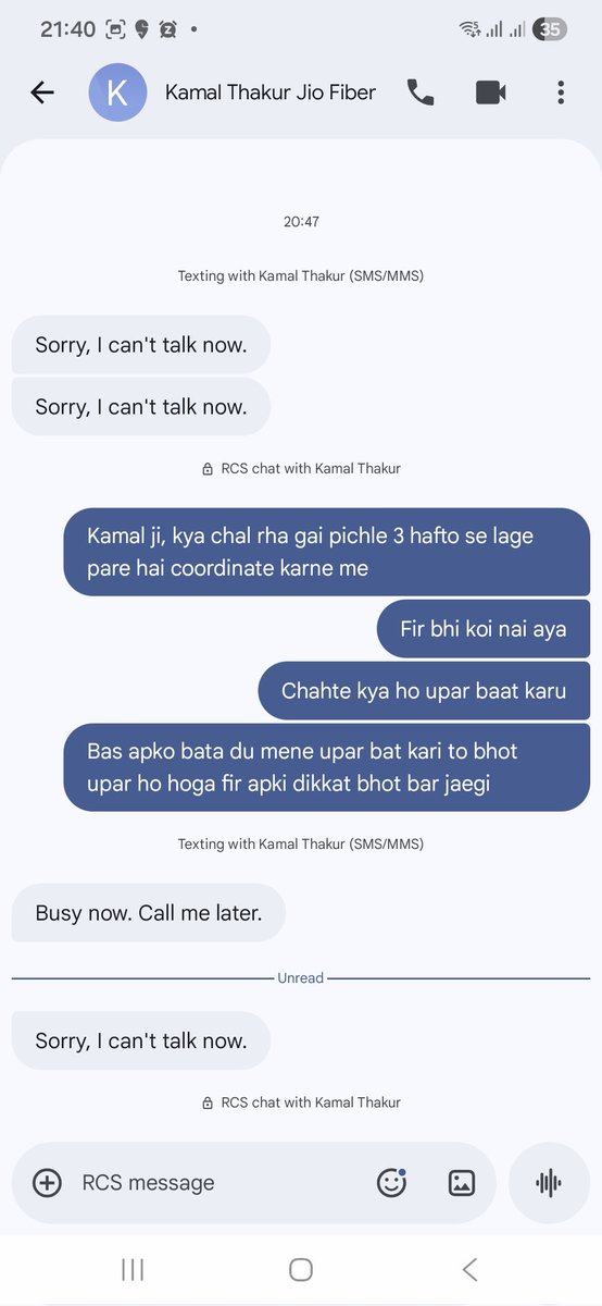 dutta9650's tweet photo. @JioCare seriously Jio will never work on their service issues, me and my brother is chasing this guy for relocation from pasr 14 days but seems jio don't  want us to resume the services

@airtelindia i would like to join your fiber services bcz seems jio had enough users now https://t.co/xvz6avnr50