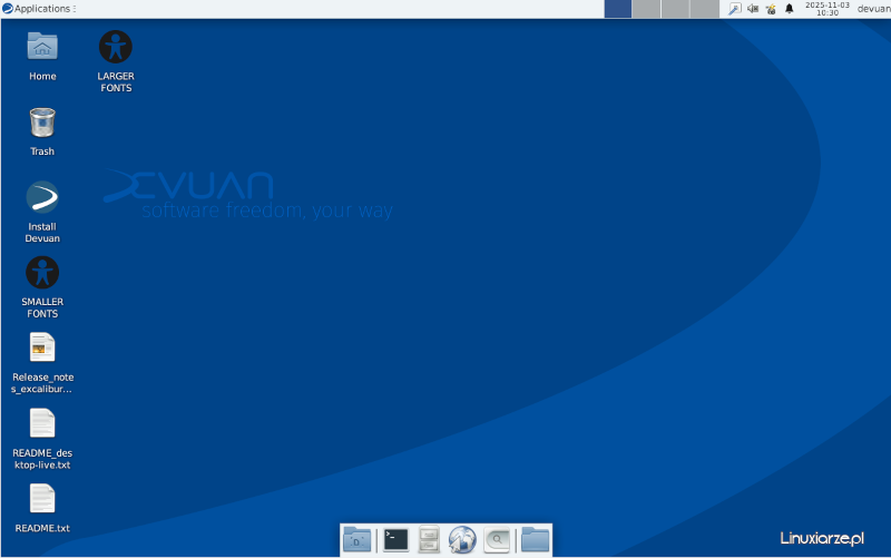 linuxiarze's tweet image. Została wydana nowa wersja Devuan GNU/Linux 6.0.0 o nazwie kodowej „Excalibur”. Devuan to fork Debiana GNU/Linux, rozpoczęty w październiku 2014 roku. Głównym zamierzeniem projektu jest dostarczenie dystrybucji Linux bez... linuxiarze.pl/devuan-6-0-0/ #linux #debian #devuan