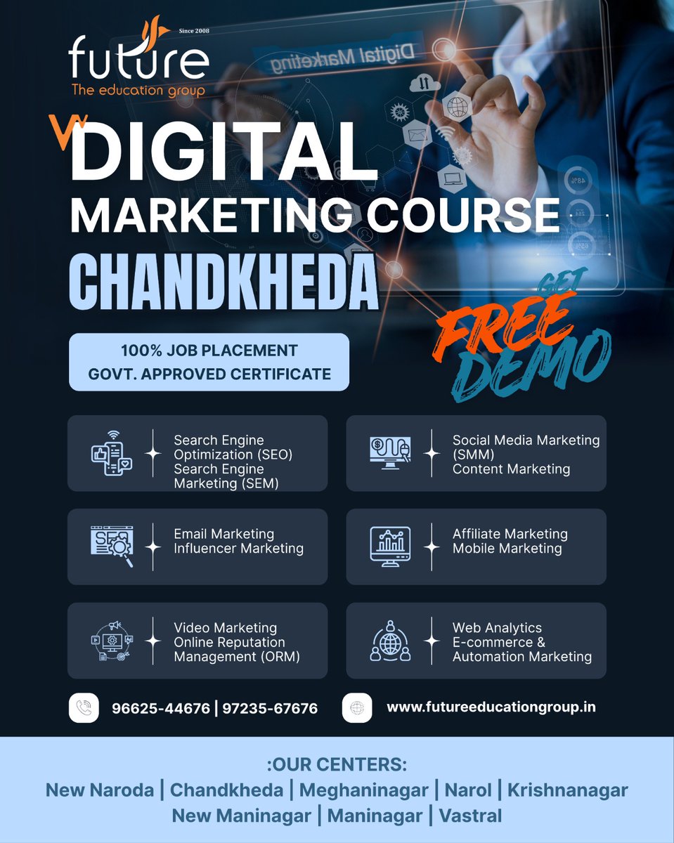 FutureGroup_X's tweet photo. 🎯 Want a Career in Digital Marketing?

Join our Professional Digital Marketing Course and master SEO, Social Media, YouTube, and Paid Ads.

💼 100% Practical Training
📜 Certificate + Career Guidance

Future Education | Computer Class &amp; Spoken English | Bharat Chavda https://t.co/hfqBjT3tAB