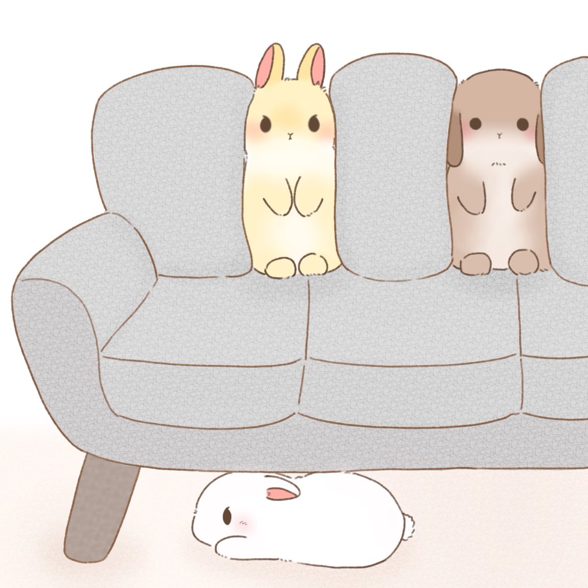せまいところがお好きなうさぎたち🐇