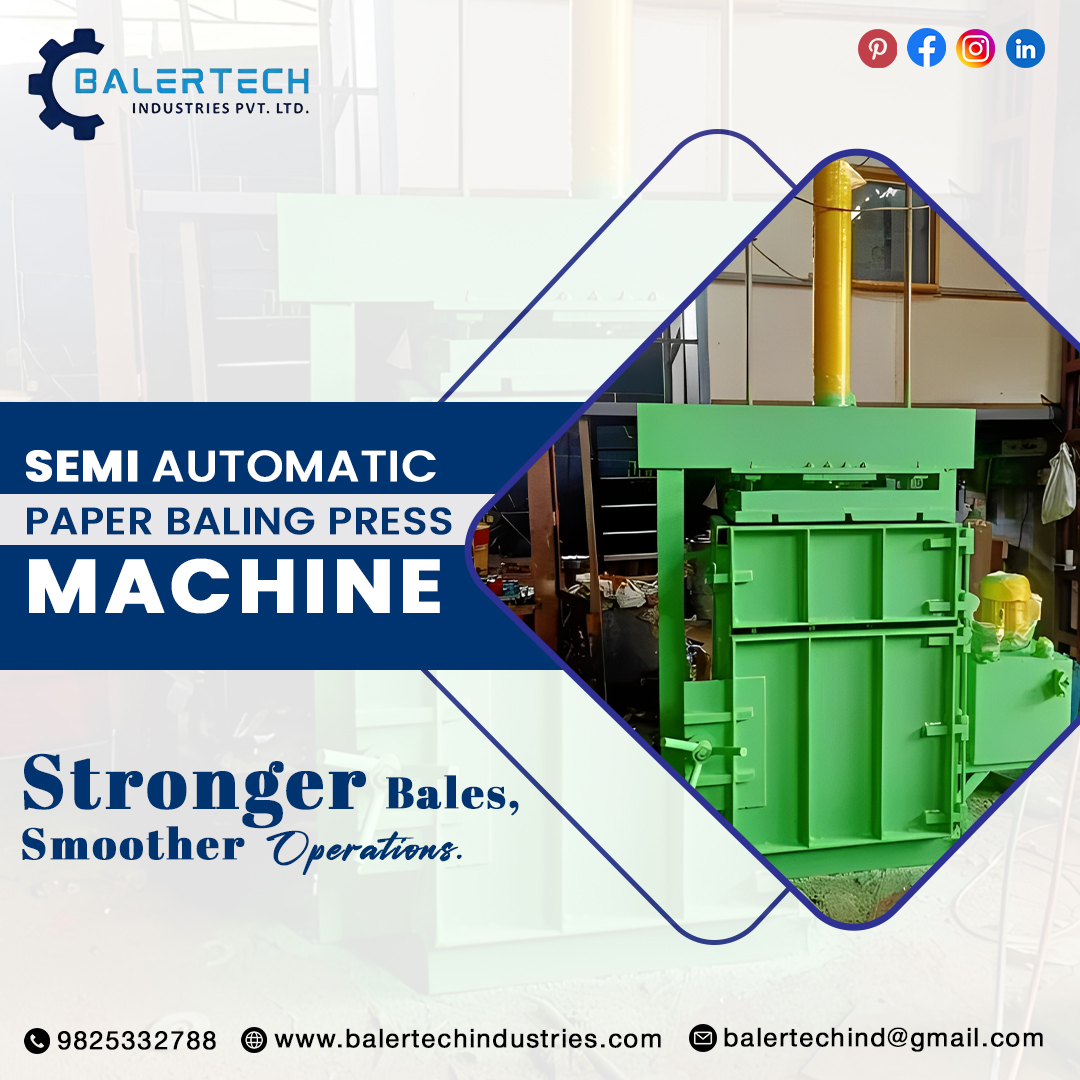 Balertech's tweet image. Boost efficiency with our 𝐒𝐞𝐦𝐢-𝐀𝐮𝐭𝐨𝐦𝐚𝐭𝐢𝐜 𝐏𝐚𝐩𝐞𝐫 𝐁𝐚𝐥𝐢𝐧𝐠 𝐏𝐫𝐞𝐬𝐬 𝐌𝐚𝐜𝐡𝐢𝐧𝐞! Stronger bales, smoother operations. Ideal for recycling and waste management.💪

📞 +91-9824600519
🌐 balertechindustries.com

#BalerTech #PaperBaling #RecyclingSolutions
