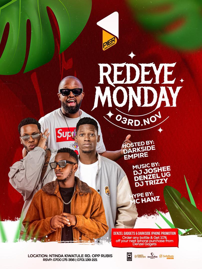 hudson_mugweri's tweet photo. WE ARE @Pier1_Ntinda TODAY FOR THE #RedEyeMonday 

Come and enjoy the vibe.  

Make your reservations asap. https://t.co/nai6bnVNct