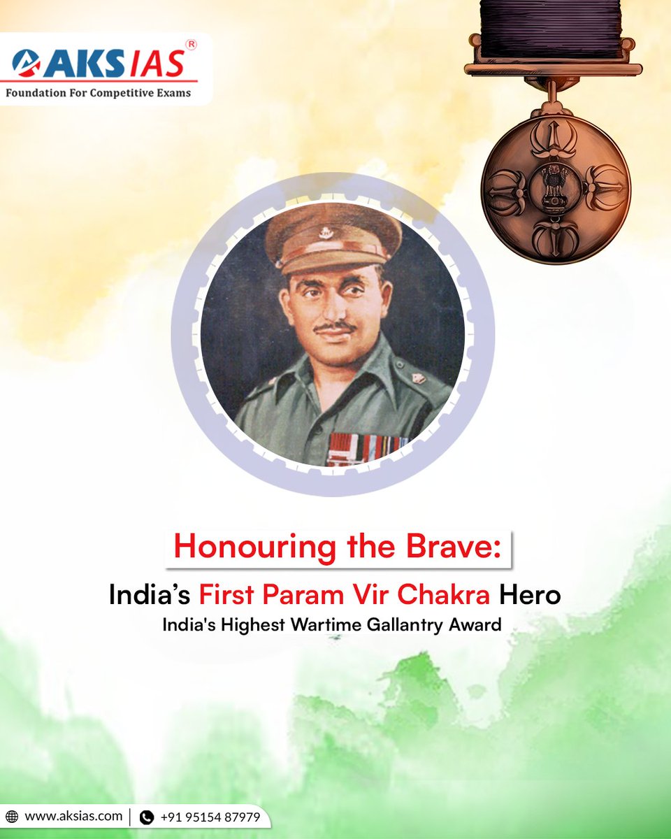 aks_ias's tweet image. On this day in 1947, Major Somnath Sharma laid down his life defending Badgam, J&amp;amp;K, becoming India’s first Param Vir Chakra awardee. 

His courage set the tone for generations of warriors.
Salute to every hero who stood tall when it mattered most.

#MajorSomnathSharma #AKSIAS